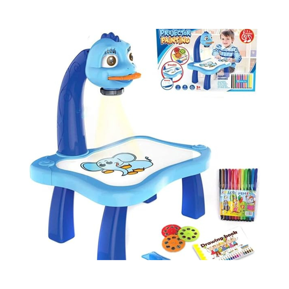 Escritorio con proyector Infantil  – Aprende y Crea Jugando (Rosa o Amarillo)