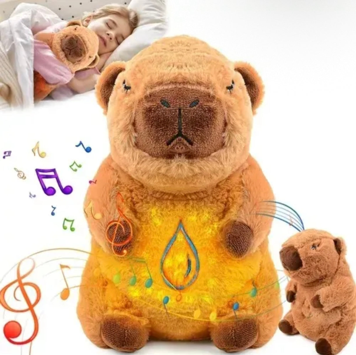 Peluche Capibara Musical con Luz – Suave, Tierno y Brillante